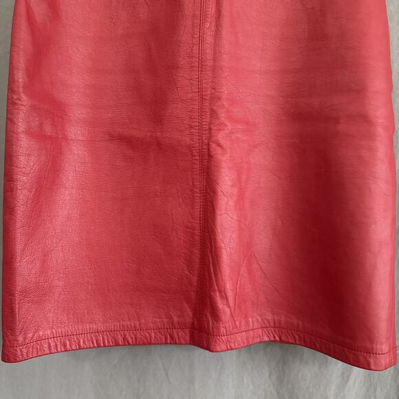 Vintage Limited Express Red Leather Pencil Skirt Retro Glam Mob Wife Women’s 9 - Picture 4 of 11